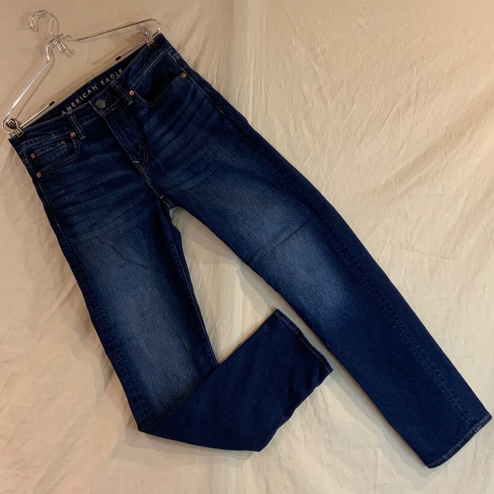 American Eagle Outfitters Women's Straight Leg Jeans - Dark Blue Wash